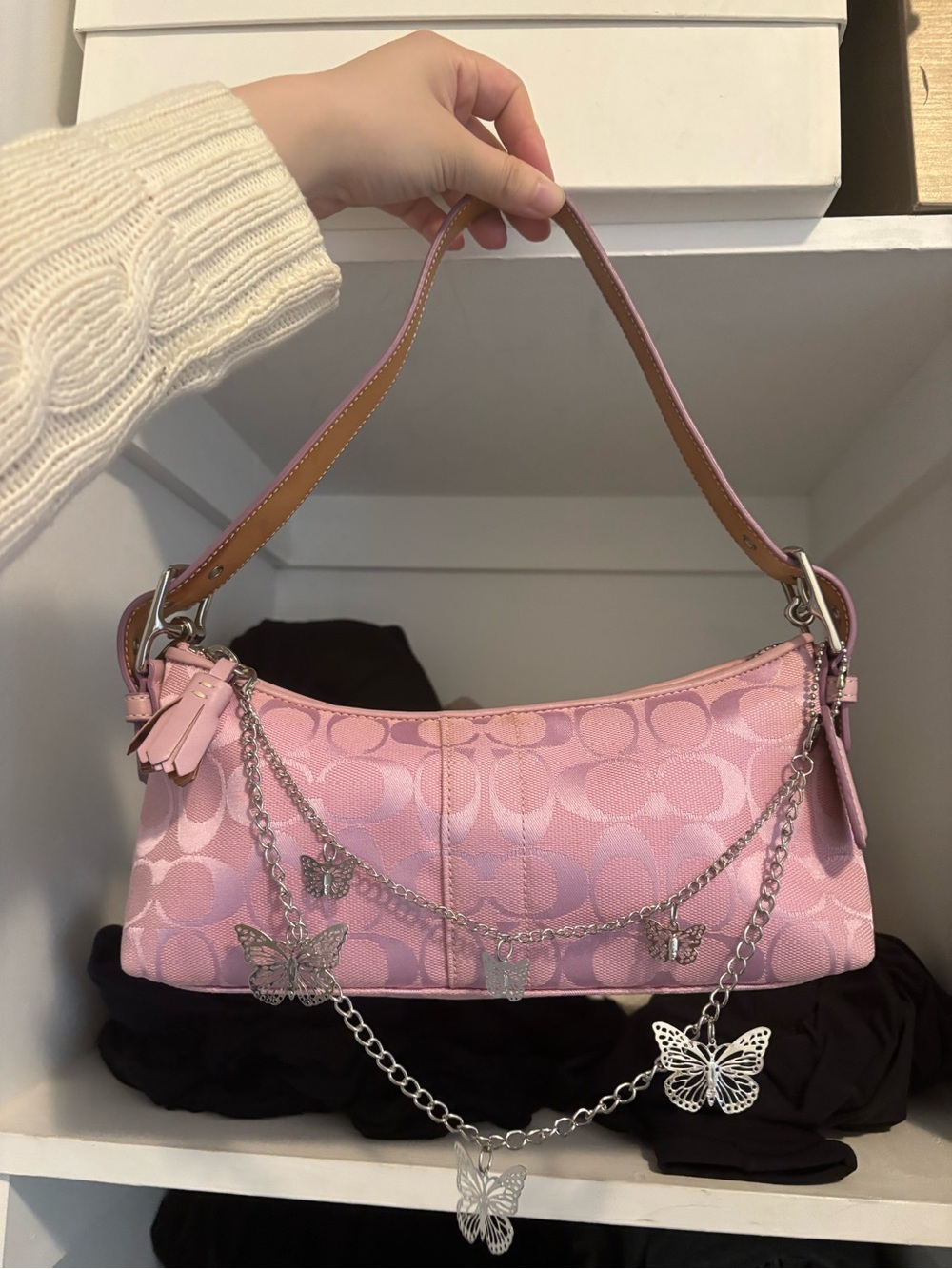 Vintage Coach Pink Signature baguette